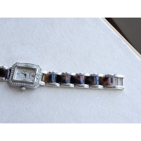 Brighton Encino Ladies Dress Watch Turquoise Shell Rhinestone Retired 7" Works - Picture 8 of 8